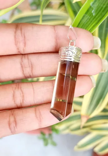 Vista 6 de Hijet Colgante de cuarzo ahumado de tres facetas que equilibra energía positiva armonía suerte yoga meditación reiki natural auténtico auténtico