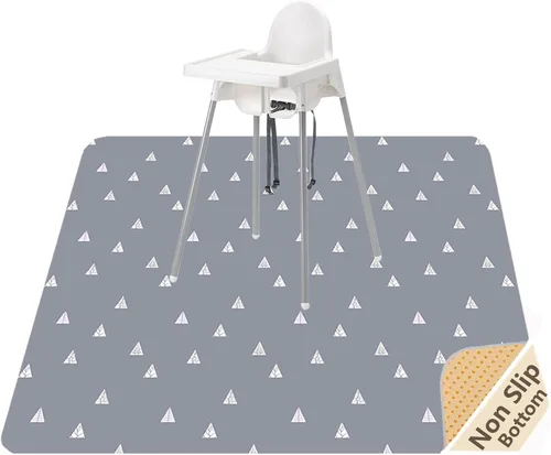 Vista 11 de Tapete de salpicaduras para bebé debajo de la silla alta, tapete de salpicaduras de 51 x 51 pulgadas, tapete impermeable y lavable, protector