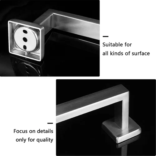 Vista 5 de NearMoon Barra para Toallas, Accesorios de Baño de Acero Inoxidable Cuadrado Engrosado Premium, Estante para Toallas de Ducha para Baño, Soporte