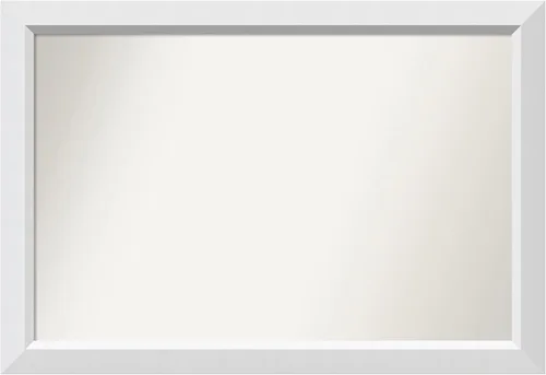 Vista 175 de Amanti Art Espejo de baño blanco para sobre el fregadero, 24 x 26 pulgadas, espejo rectangular blanco y blanco, marco de madera contemporáneo