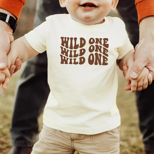 Vista 5 de Wild One - Camisa de primer cumpleaños para bebé niña o niño de un año de edad, ondulado retro cumpleaños