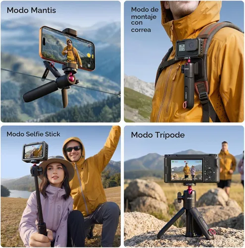 Vista 7 de ULANZI MT55 SnapGo Mini Trípode Selfie Stick, 4 en 1, 12.2 pulgadas Universal 1/4