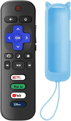 Vista 7 de Control remoto de repuesto para Roku TV con funda protectora suave, control remoto universal para TCL Roku/Hisense Roku/Onn Roku/Sharp Roku/Element