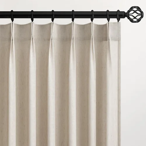 Vista 12 de Topfinel 2 paneles de cortinas plisadas de lino beige y blanco de 63 pulgadas de largo, para dormitorio y sala de estar, cortinas semitransparentes
