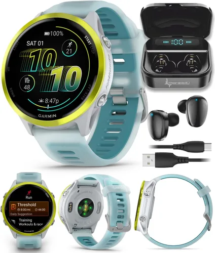 Vista 10 de Garmin Forerunner 570 42mm reloj inteligente avanzado GPS para correr y triatlón, pantalla AMOLED, entrenamiento y recuperación, aluminio azul