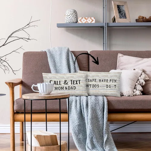 Vista 13 de Mingnei Funda de almohada con texto en inglés "Call Your Mom", divertida funda de almohada reversible decorativa de 12 x 20 pulgadas, regalos