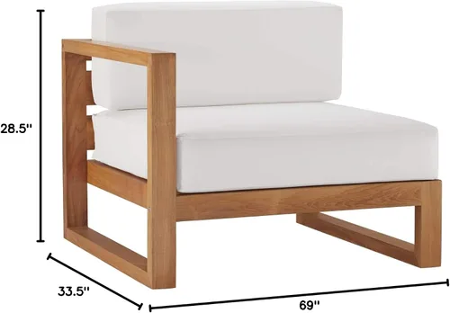 Vista 2 de Modway EEI-4256-NAT-WHI-SET Sofá biplaza seccional de 2 piezas de madera de teca para patio, color blanco natural