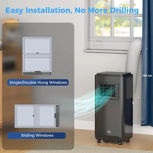 Vista 6 de HOMCOM Aire acondicionado portátil 5 en 1 de 8000 BTU para habitaciones de Negro