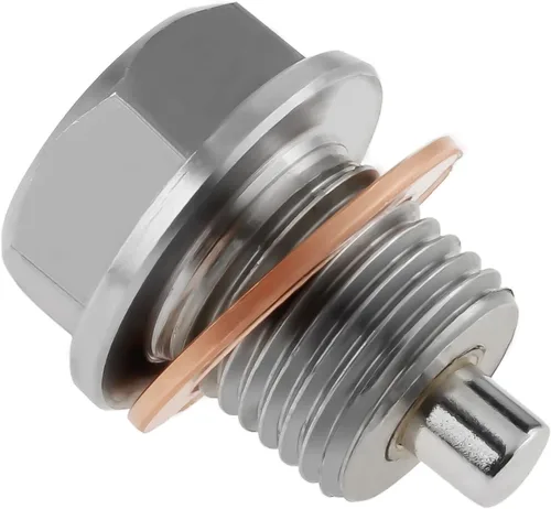 Vista 12 de Tapón magnético de drenaje de aceite de acero inoxidable M12 x 1.5, bandeja del motor con arandela de cobre e imán de neodimio, compatible