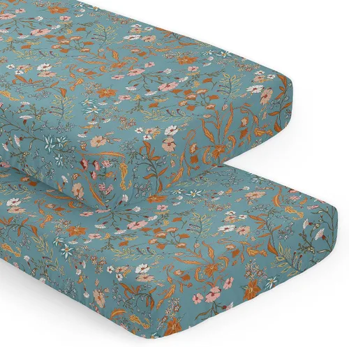 Vista 11 de Sweet Jojo Designs Orange Girl - Sábana bajera ajustable para cuna para bebé, recién nacido, habitación de bebé, colchón estándar óxido quemado