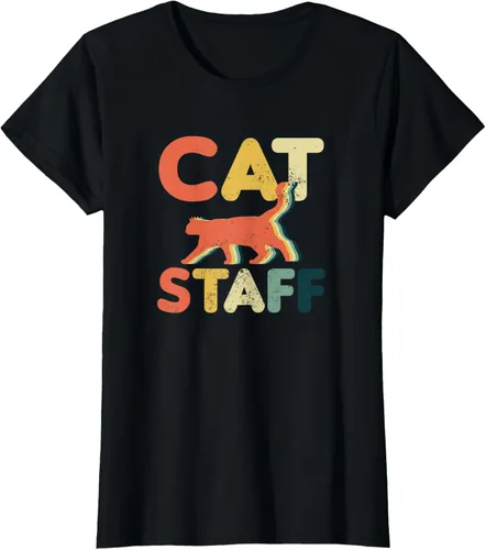 Vista 33 de Cat Servant Design Vintage Retro Staff Gift T-Shirt for Men Women