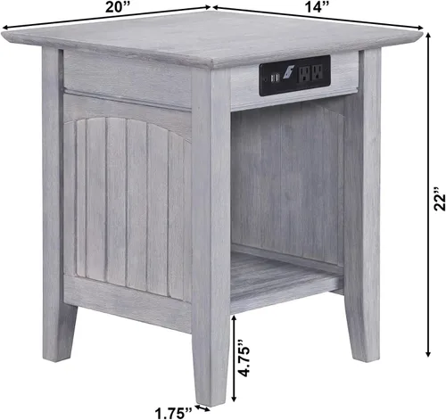 Vista 9 de Mesa Atlantic Furniture AH13312 Nantucket, mesa auxiliar, Madera, Driftwood