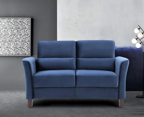 Vista 2 de Container Furniture Direct Stoughton - Sofá biplaza tapizado moderno de mediados de siglo con brazos inclinados para sala de estar, 57.88 pulgadas