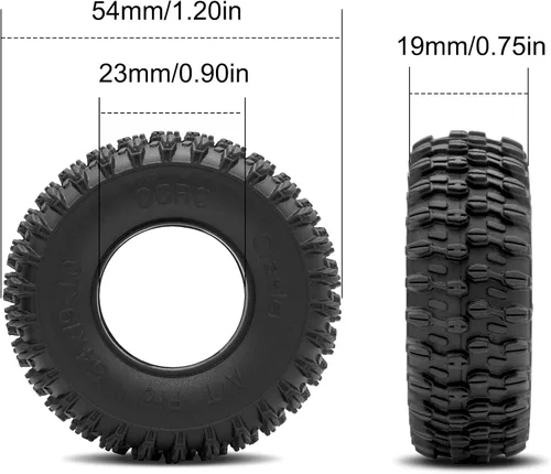 Vista 5 de OGRC 1.0 Neumáticos de oruga súper suaves y pegajosos con espuma de doble etapa 1.0 RC neumáticos para SCX24 Gladiator Bronco C10 JLU Deadbolt B17