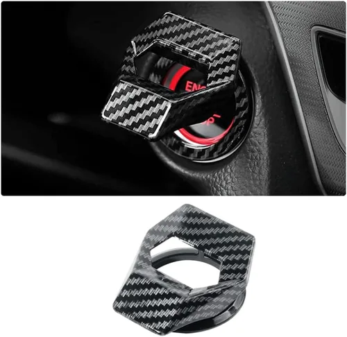 Vista 8 de Cubierta para botón de arranque/parada del motor, control de potencia de coche de aleación de zinc de fibra de carbono, cubierta protectora