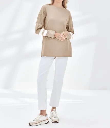 Vista 6 de Fisoew Camisetas de manga larga para mujer, holgadas, casuales, con cuello redondo, blusa suave