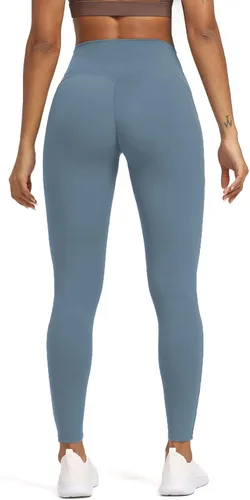Vista 5 de Aoxjox Leggings de entrenamiento de cintura alta para mujer, control de abdomen, cintura alta, pantalones de yoga escarlata, suaves, de 27 pulgadas
