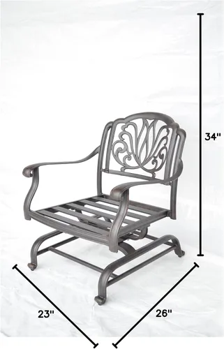 Vista 9 de Elizabeth - Sillas mecedoras para patio al aire libre, 4 unidades, base de resorte, aluminio fundido, bronce oscuro (nogal)