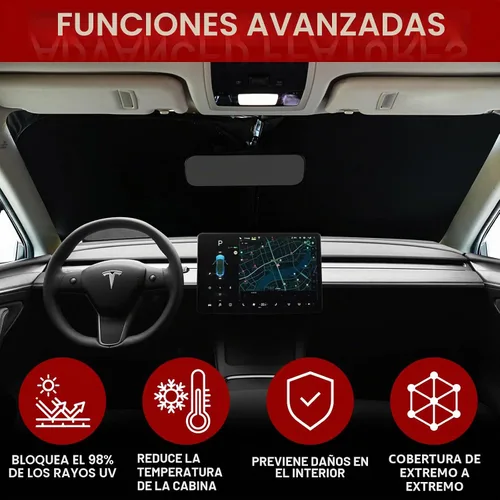 Vista 2 de Car Windshield Sunshade for Tesla Model 3 & Y UV Protection, Fits 2016-2026 Plateado
