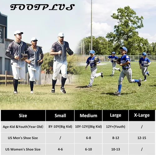 Vista 2 de FOOTPLUS Baseball Softball Socks, Unisex Over Knee High Solid Sports Rugby Soccer Socks