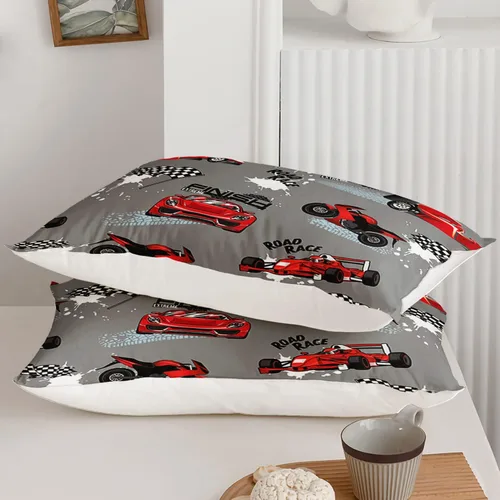 Vista 6 de Juego de edredón para niños Axolotl, tamaño individual, juego de ropa de cama con diseño de autos de carreras para niños, niñas, adolescentes