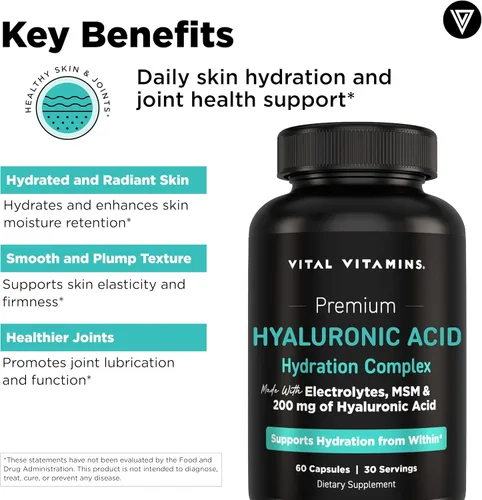 Vista 5 de Vital Vitamins Multi-Collagen Plus 150 ct + Complejo de Hidratación de Ácido Hialurónico 60