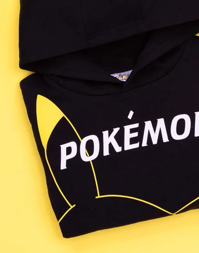 Vista 7 de Pokemon Sudadera con capucha para niños y niños, diseño de Pikachu, color negro