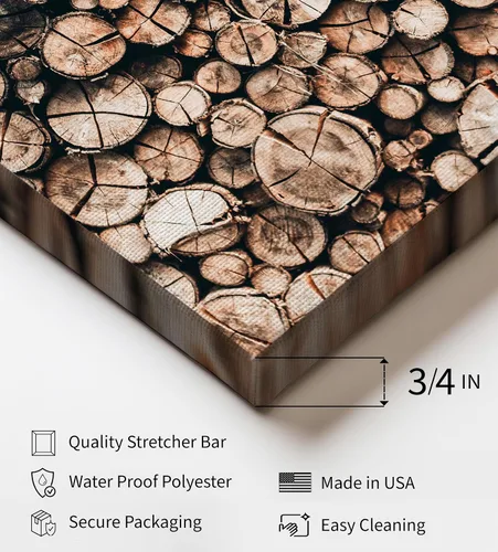 Vista 3 de Poster Master Lienzo de pila de troncos - Impresión de madera - Arte fotográfico - Arte de la naturaleza - Arte de árboles caídos - Regalo
