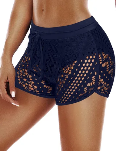 Vista 13 de Traje de baño con cintura hueca de encaje para mujer Negro1