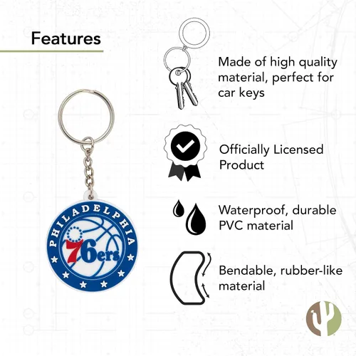 Vista 3 de Desert Cactus NBA Keychain – Official National Basketball League Keys Holder for Car, Backpack – Eastern Conference Gift(PVC)