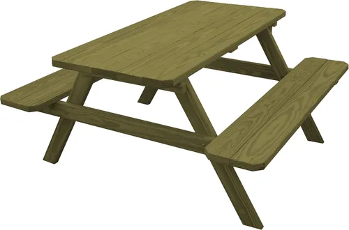Vista 21 de Amish-Made - Mesa de picnic rectangular de pino para exteriores de 44 pulgadas con bancos adjuntos, color negro Negro (Black Paint)