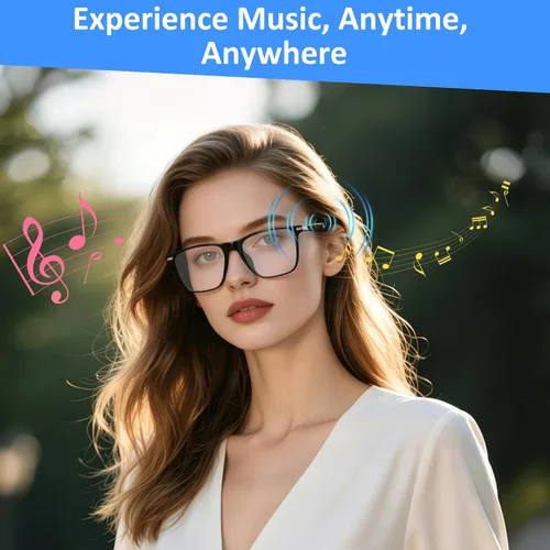 Vista 4 de Lentes inteligentes AI con altavoz de oído abierto, Bluetooth 5.4, compatible con asistente de voz, traducción en tiempo real, lentes que cambian
