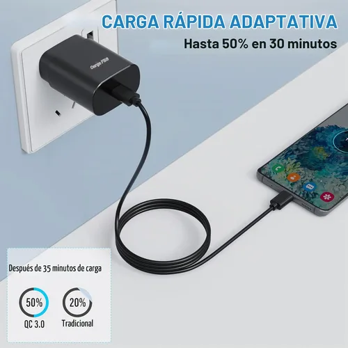 Vista 2 de Cargador Tipo C, Paquete de 2 Bloques de Carga Rápida de 25W Tipo C con Cable Cargador USB C Compatible con Galaxy S23 Ultra/S23+/S22/S21/S20/iPhone