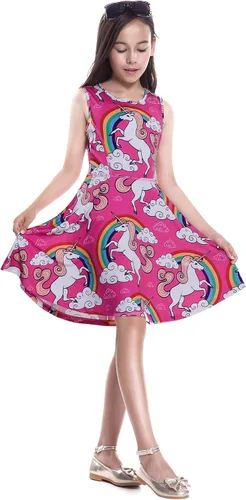 Vista 5 de Jxstar Vestidos sin mangas para niñas, ropa casual de verano para niños pequeños