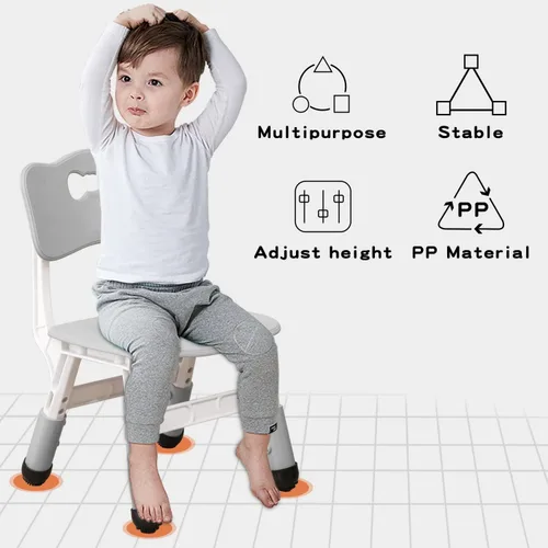 Vista 7 de WHY TOYS Juego de 4 sillas para niños, 3 niveles, ajustables, apilables, ideales para salas de juegos, escuelas, guarderías y hogares, lavable