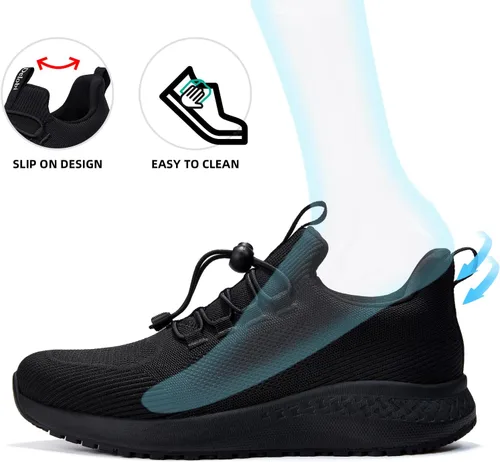 Vista 5 de Zapatos de trabajo antideslizantes para hombre, zapatos de chef resistentes al agua, para restaurante, cocina, servicio de alimentos, trabajo