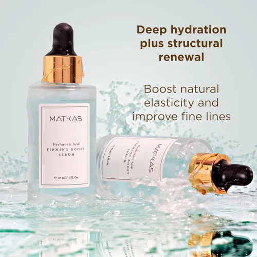 Vista 3 de MATKAS Korean Firming Boost - Suero hidratante de ácido hialurónico de 1 onza líquida, ácido hialurónico + suero de niacinamida al 2% para piel