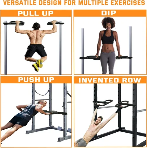 Vista 2 de Dip Bar Attachment for 2"x2" Squat Rack, Heavy Duty Power Rack Attachment with 5/8" or 1" Hole