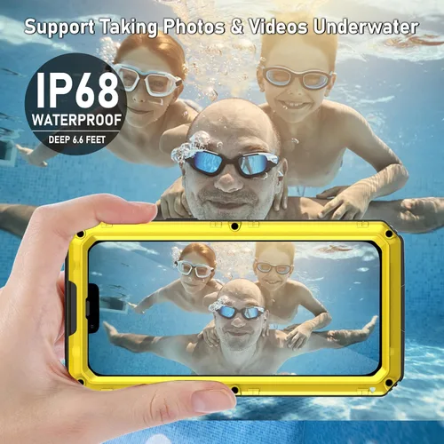 Vista 3 de Beasyjoy - Funda resistente al agua para iPhone 13 Pro, cubierta protectora de cuerpo completo con protector de pantalla integrado, funda de metal
