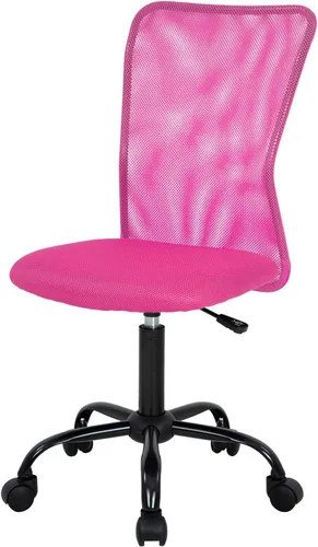 Vista 16 de FDW Silla de oficina en casa, silla de escritorio de malla con respaldo medio, sin brazos, ergonómica, giratoria, soporte de espalda, ajustable