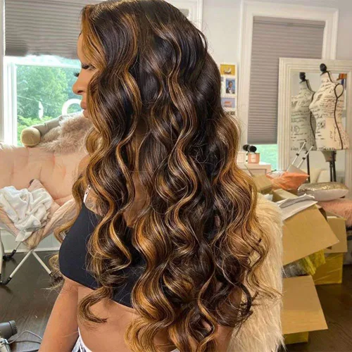 Vista 10 de Pelucas de cabello humano brasileño Remy brasileño con encaje frontal transparente HD de 13 x 6 pulgadas, color rubio miel, para mujeres negras, sin