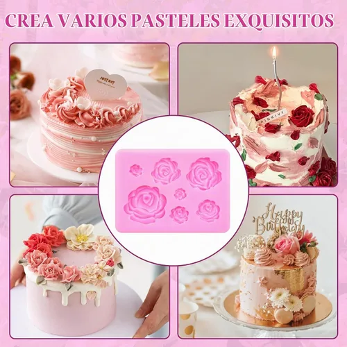 Vista 7 de Generic 2 moldes de silicona para barra de chocolate con rosas y flores, moldes de chocolate para tartas, herramientas de decoración de pasteles