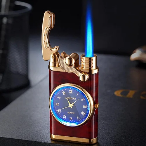 Vista 9 de Creative Dial - Encendedor inflable con brazo oscilante, 2024 con reloj eléctrico, 2 en 1, resistente al viento, portátil, ajustable, recargable