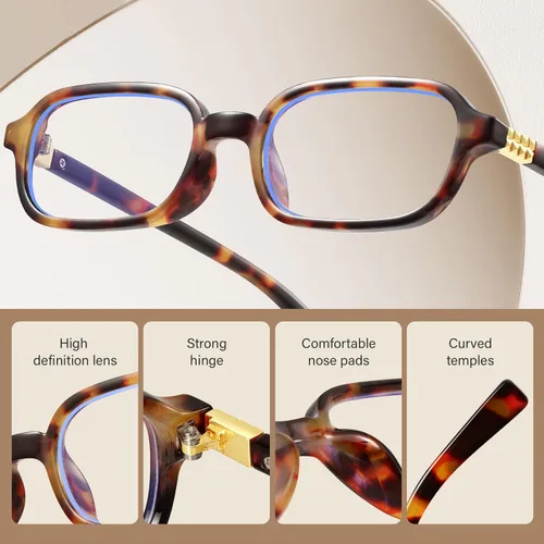 Vista 5 de Retro Rectangle Glasses for Women Small Square Blue Light Blocking Glasses Reduce Eye Strain