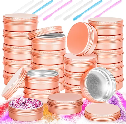 Vista 10 de Paquete de 24 tarros de lata de 1 onza, latas de metal de 1 fl oz, recipientes de lata de aluminio de 1 onza con tapa de tornillo para barras
