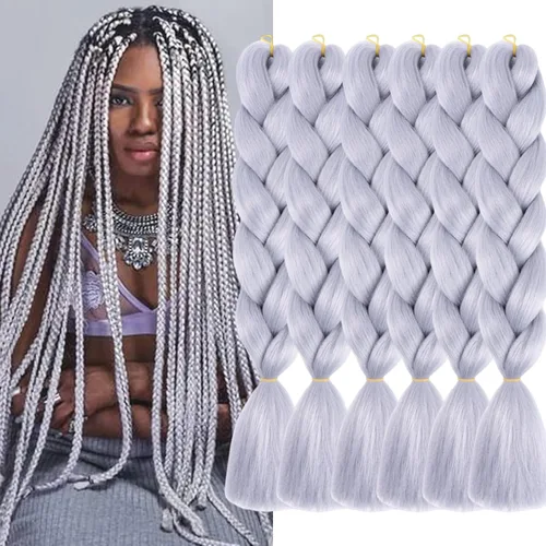 Vista 18 de Beige (613) Cabello trenzado 6 paquetes de extensiones de cabello sintético de 24 pulgadas, extensiones de cabello trenzado Jumbo Ombre trenzado