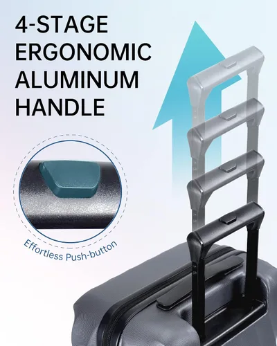 Vista 6 de BAGSMART Equipaje de viaje para equipaje de mano, Gris Carbón, Equipaje de mano rígido con ruedas giratorias