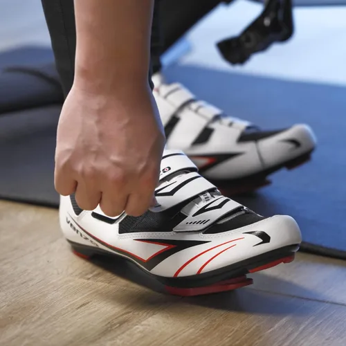Vista 7 de Venzo Zapatos de ciclismo de carretera para hombre, 3 correas, compatibles con Look Delta y Shimano SPD-SL, perfectos para bicicletas de carreras