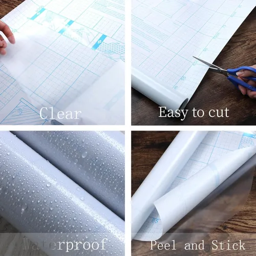 Vista 3 de Heroad Película protectora transparente impermeable y autoadhesiva extraíble para armarios de cocina, estantes, cajones, estantes, escritorios, 17.7