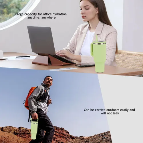 Vista 7 de 2 vasos de 40 onzas de capacidad, tapa abatible con popote de repuesto, para Stanley Quencher, a prueba de fugas, resistente a salpicaduras, tapa a
